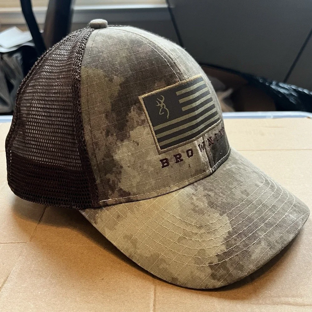 Browning Bozeman Camo Trucker Hat Mesh Back Snapback Buckmark Hunting Cap